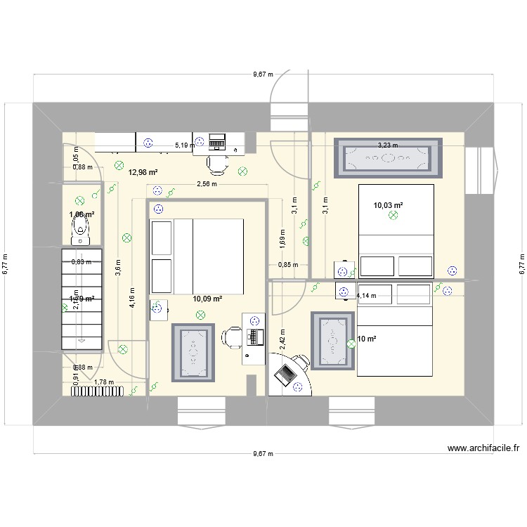 Maison actuelle 1 &eacute;tage_Hypoth&egrave;se 2 &eacute;clairage. Plan de 0 pièce et 0 m2