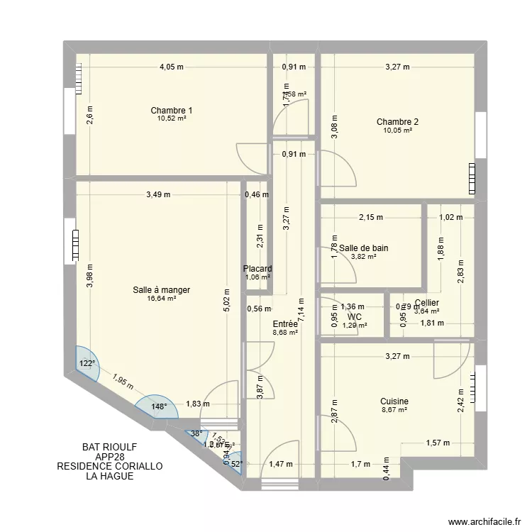BAT RIOULF APP21. Plan de 11  et 67 m²