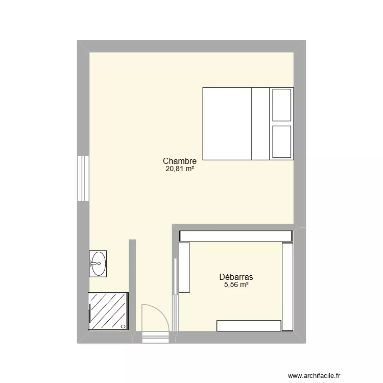 MEZZANINE BUREAU. Plan de 2 pièces et 26 m²