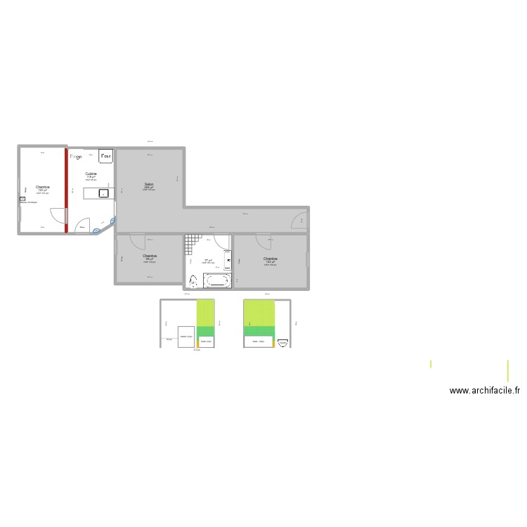 5514 - Plan projeté. Plan de 6 pièces et 74 m2