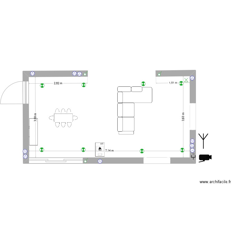 salon / salle à manger. Plan de 0 pièce et 0 m2