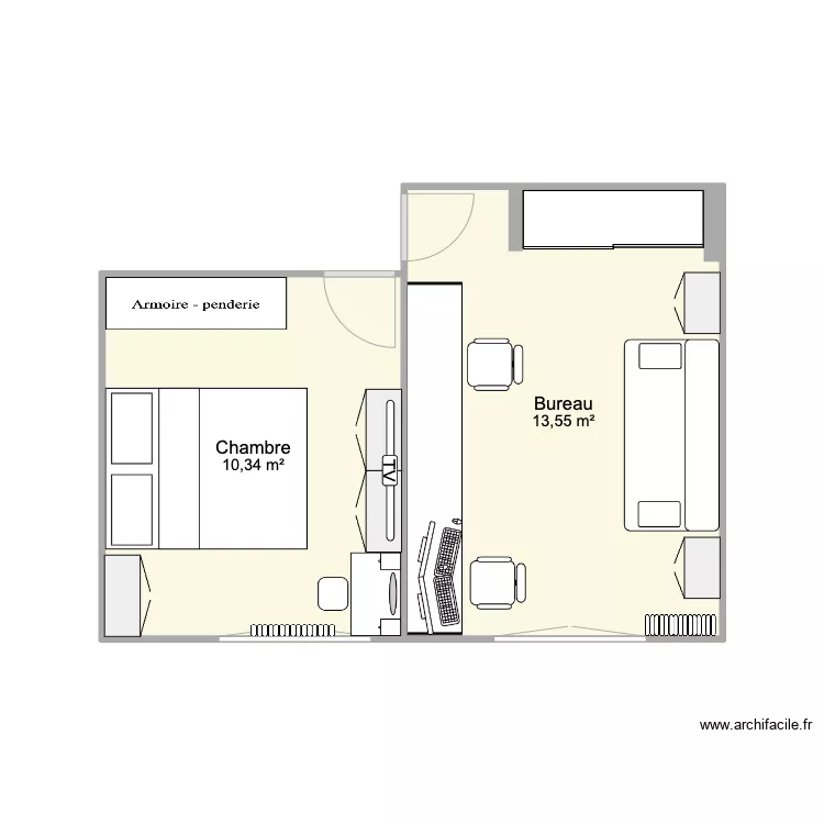 chambre/bureau 2. Plan de 