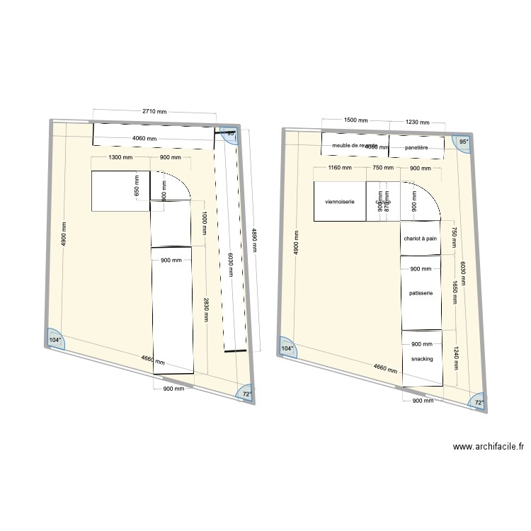 chatras. Plan de 2 pièces et 47 m2