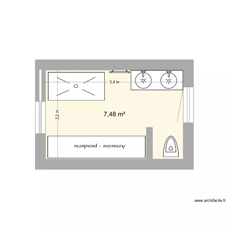 SDB 2 11 07 26. Plan de 1  et 7 m²
