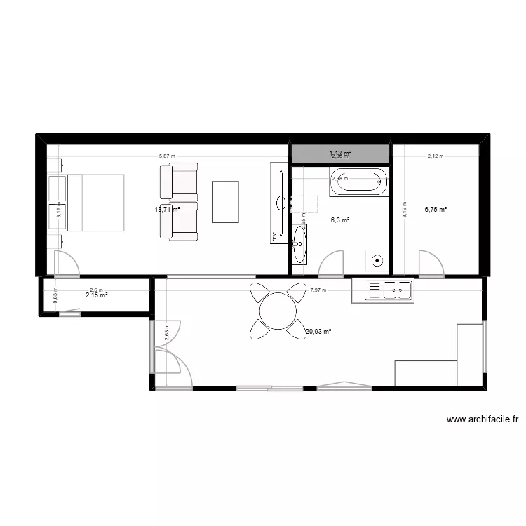 Hilari Niveau 1 2026. Plan de 6  et 56 m²