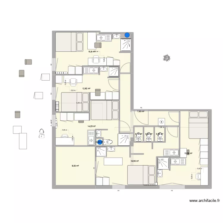 CG E7 S3 V1. Plan de 11 Pièces et 95 m² CG E7 S3 V1. Plan de 11 Pièces et 95 m²