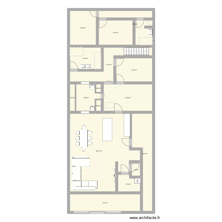 Pont du gat. Plan de 16  et 162 m²