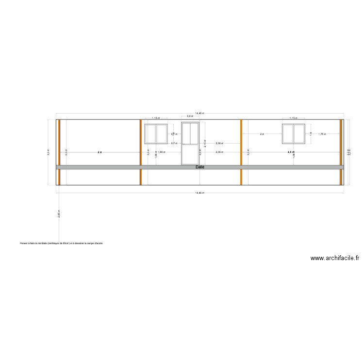 Plan de coupe façade nord-ouest APRES. Plan de 0 pièce et 0 m2