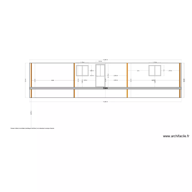 Plan de coupe fa&ccedil;ade nord-ouest APRES. Plan de 