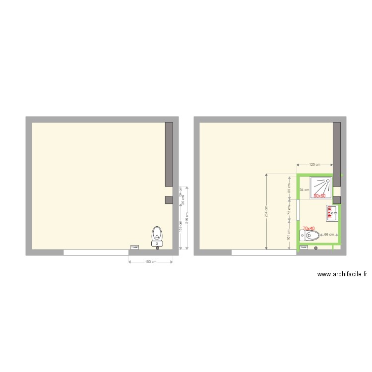 pia2. Plan de 6 pièces et 43 m2