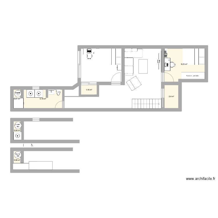 sous-sol. Plan de 7 pièces et 21 m2
