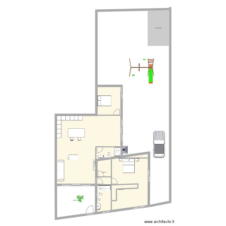 Suzana. Plan de 3 pièces et 30 m2