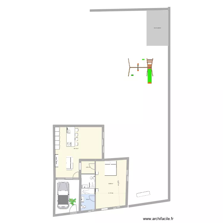 Suzana. Plan de 4 pièces et 72 m²
