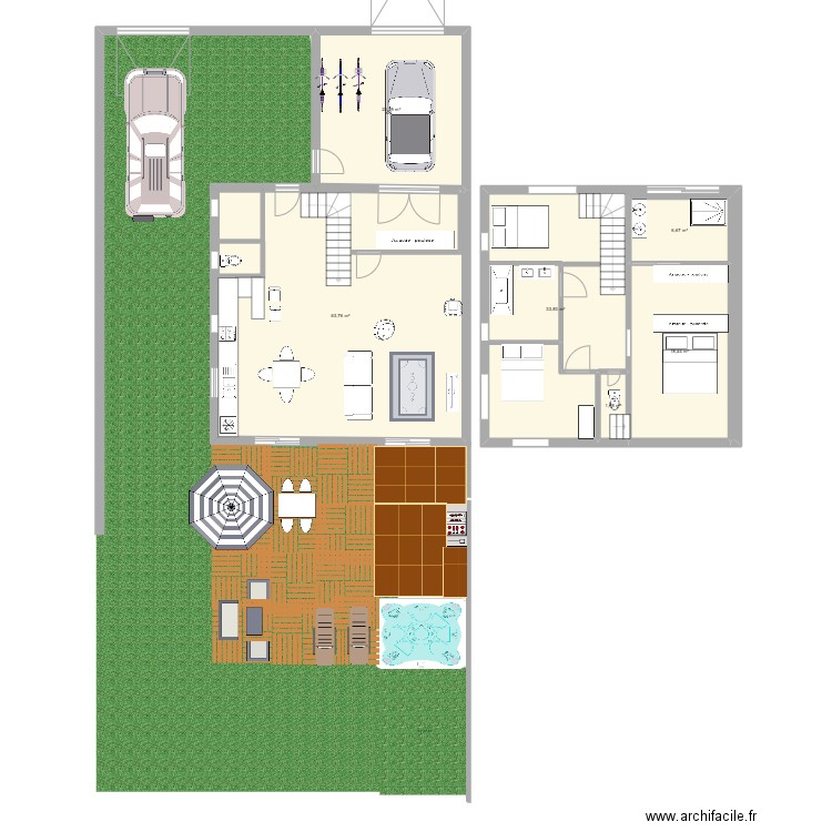 60 gue bouliagua. Plan de 6 pièces et 148 m2