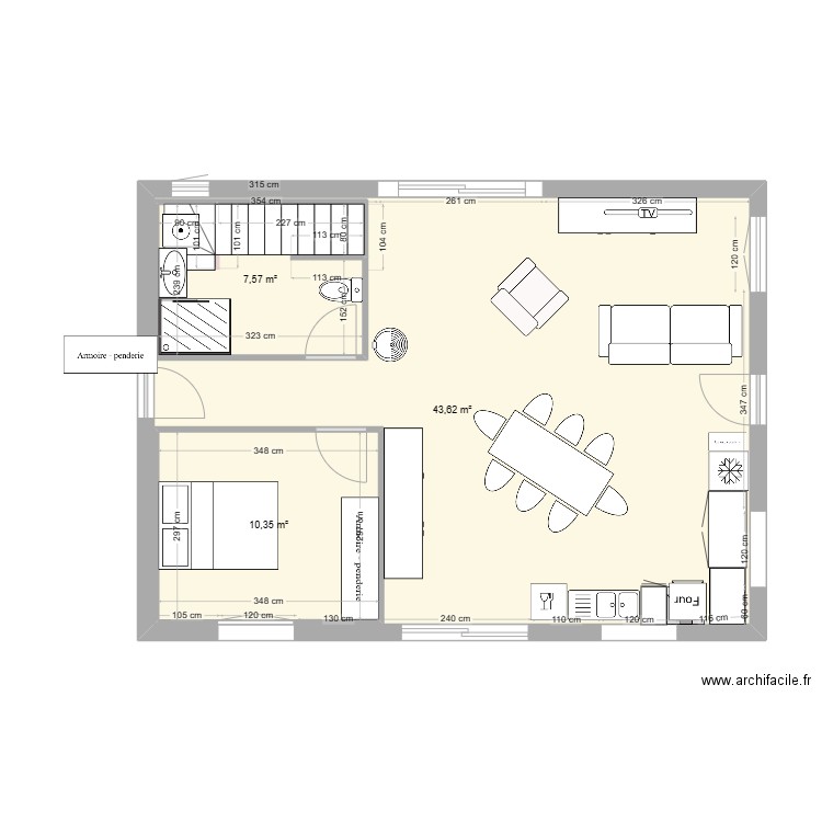 plan bas 3. Plan de 3 pièces et 81 m2