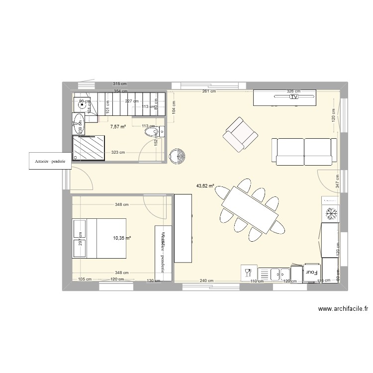 plan bas 3. Plan de 3 pièces et 81 m2