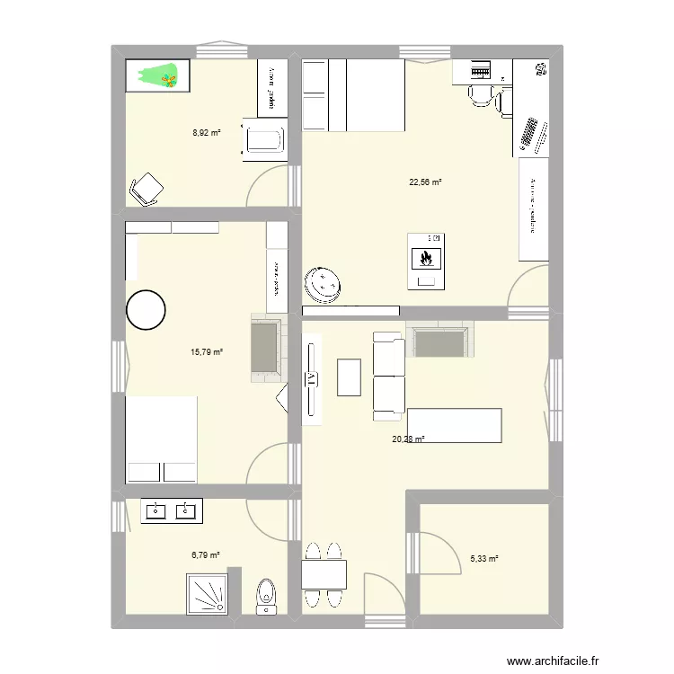 nouvel ammenagement maison. Plan de 6  et 80 m²