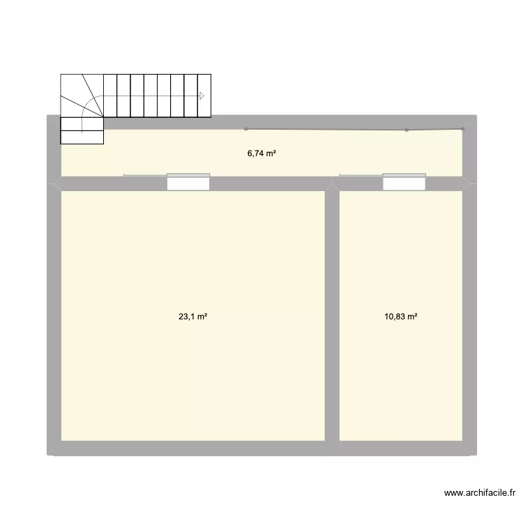 Grange &eacute;tage. Plan de 3  et 41 m²