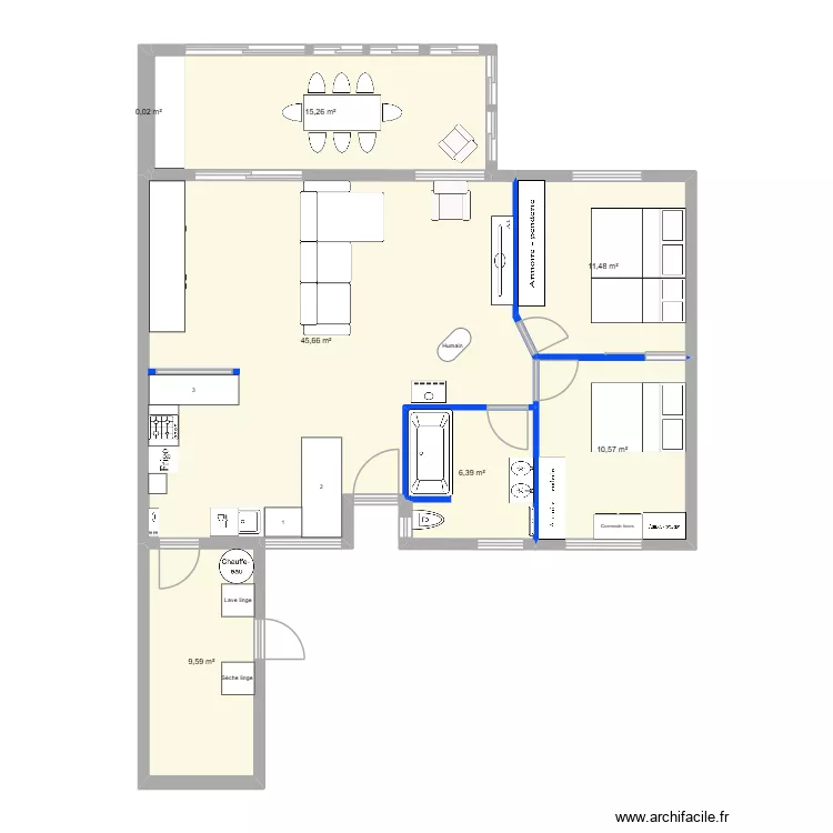 Maison folgoet mesur&eacute;e electricit&eacute;. Plan de 7  et 99 m²