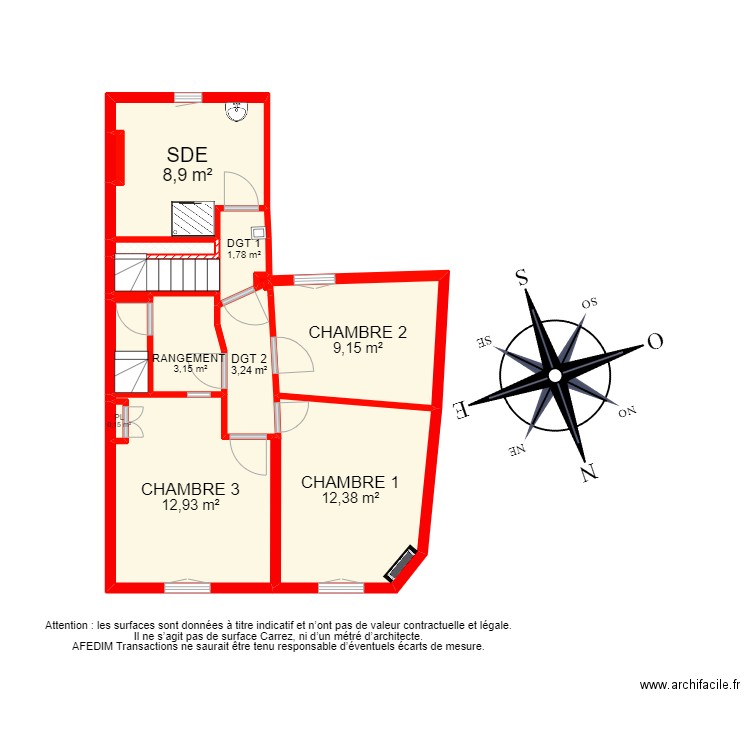 BI 13139 . Plan de 31 pièces et 195 m2