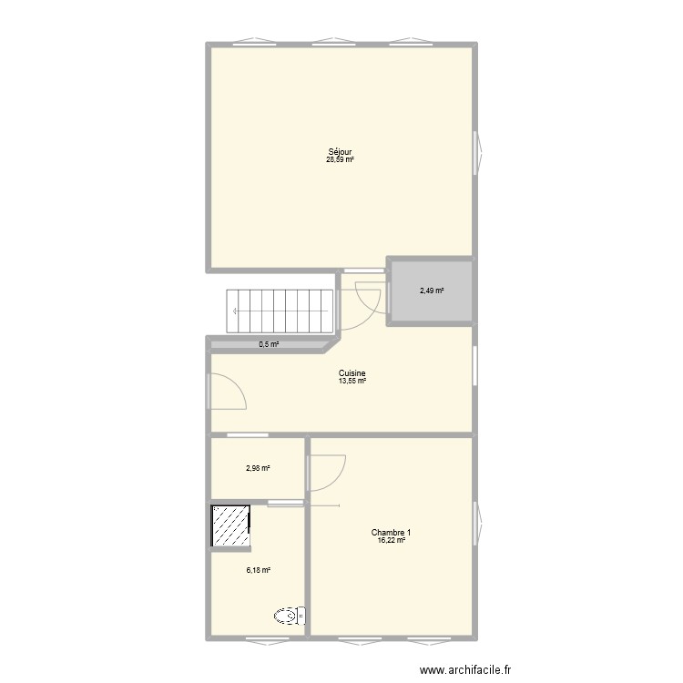 Appart_Rez. Plan de 7 pièces et 71 m2