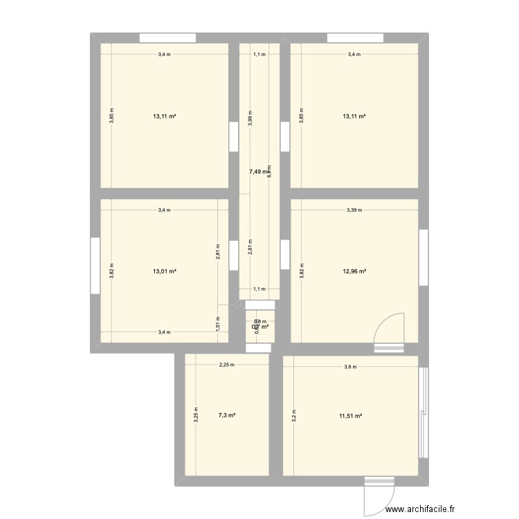 MAISON fenetre. Plan de 8 pièces et 79 m2