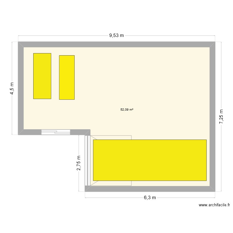 garage1. Plan de 1 pièce et 52 m2