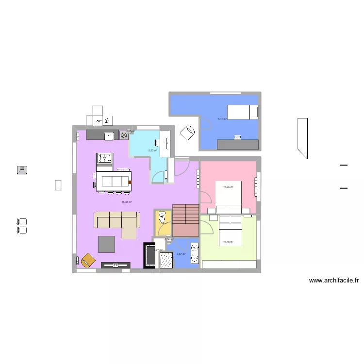 Maison THISE v5. Plan de 10  et 94 m²