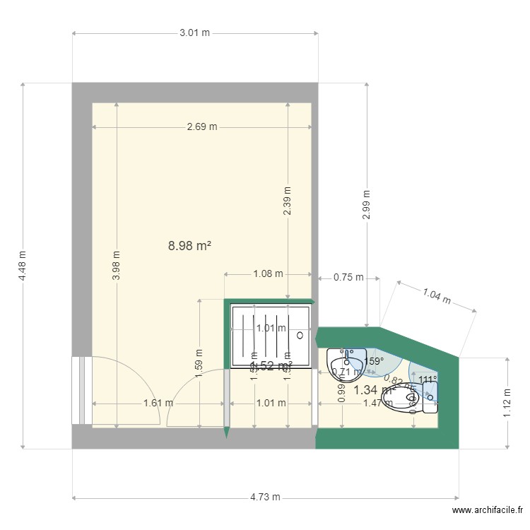 gourdon. Plan de 3 pièces et 12 m2