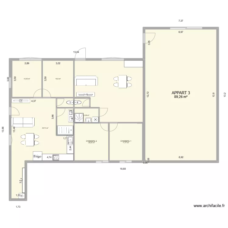 Decoupe appart lissac. Plan de 