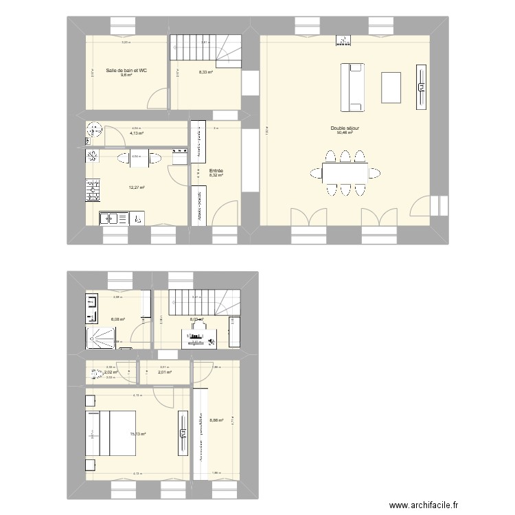 Provencheres 2. Plan de 12 pièces et 135 m2