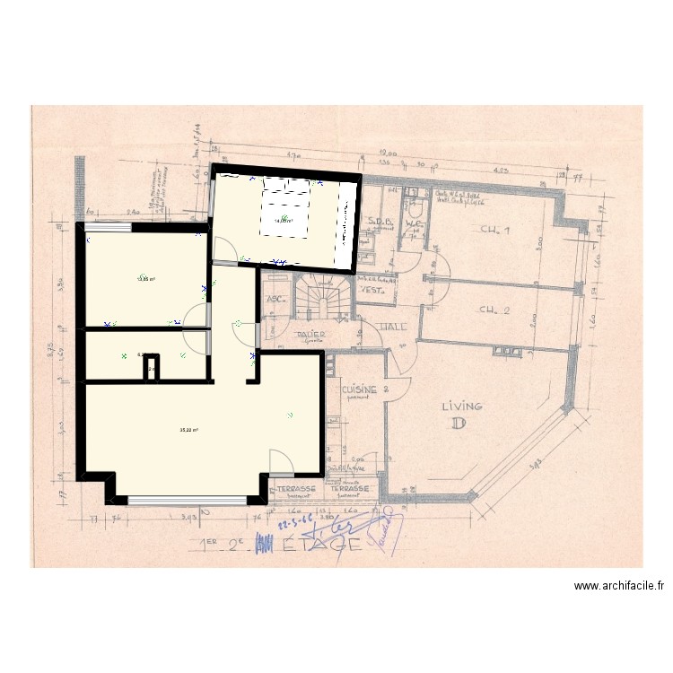 Appartement Wemmel. Plan de 5 pièces et 69 m2