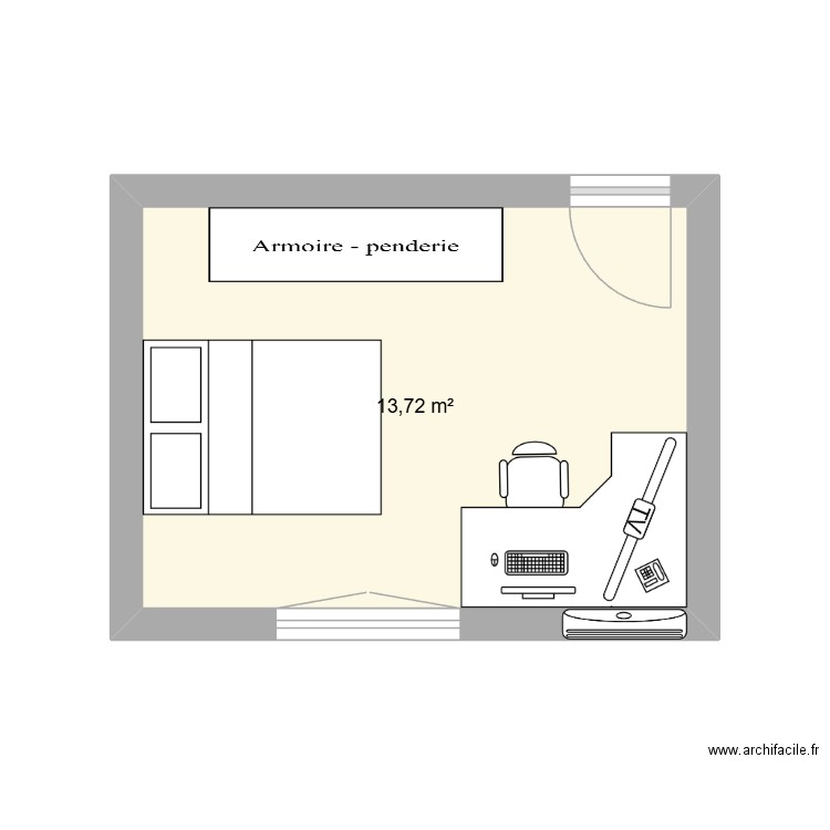 pasquali. Plan de 1 pièce et 14 m2