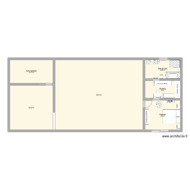 Bastide. Plan de 6 pièces et 149 m2