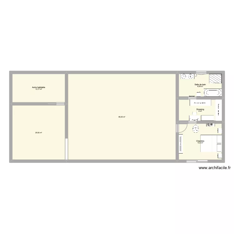 Bastide. Plan de 6 pièces et 149 m²