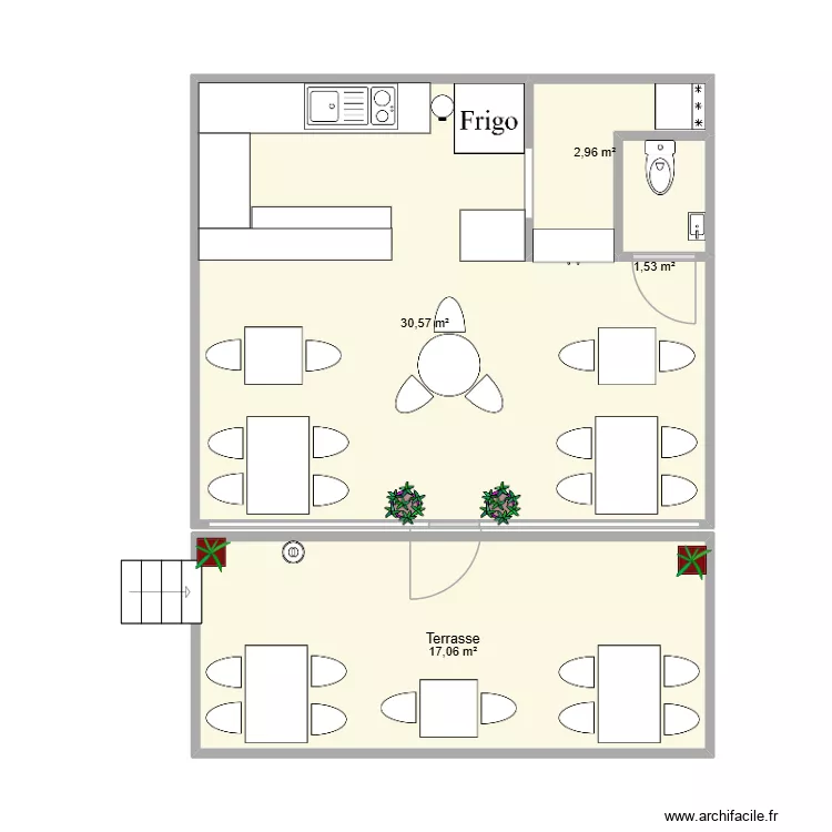 Coffe v1. Plan de 4  et 52 m²