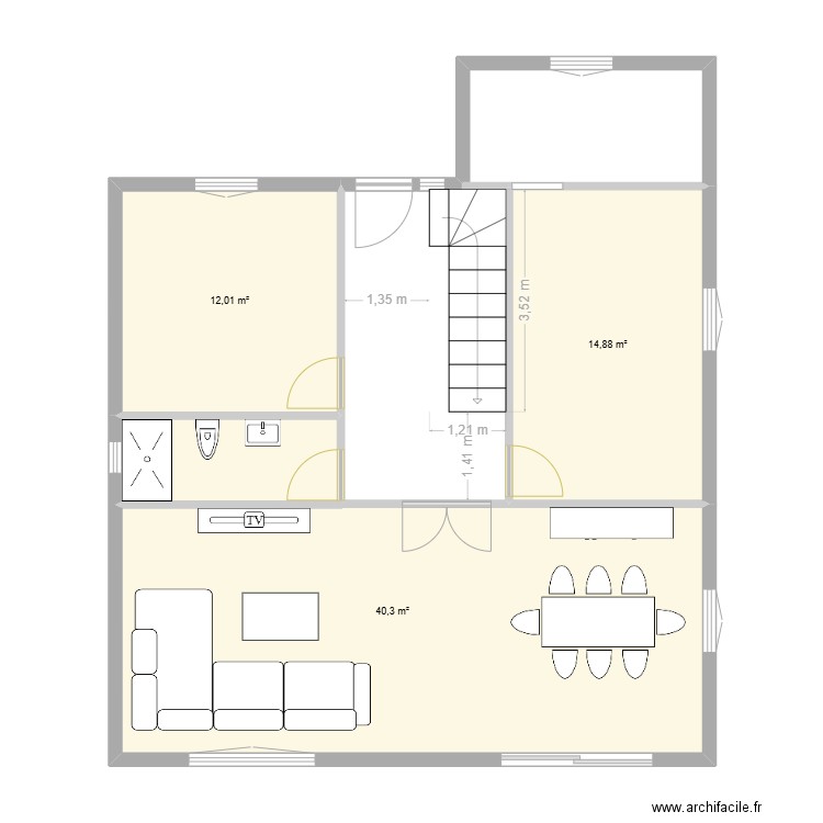 plan 2. Plan de 3 pièces et 67 m2