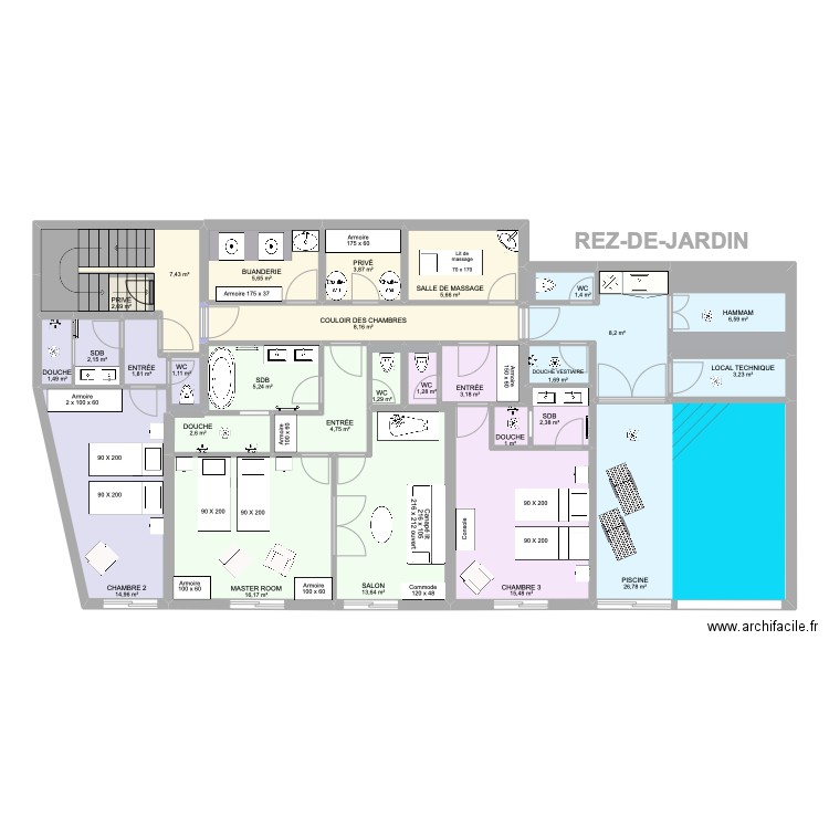 REZ-DE-JARDIN L'ATELIER DES FRÈRES. Plan de 28 pièces et 170 m2