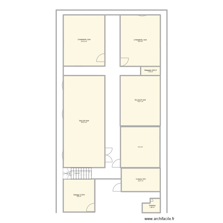 HASSEN. Plan de 9 pièces et 133 m2