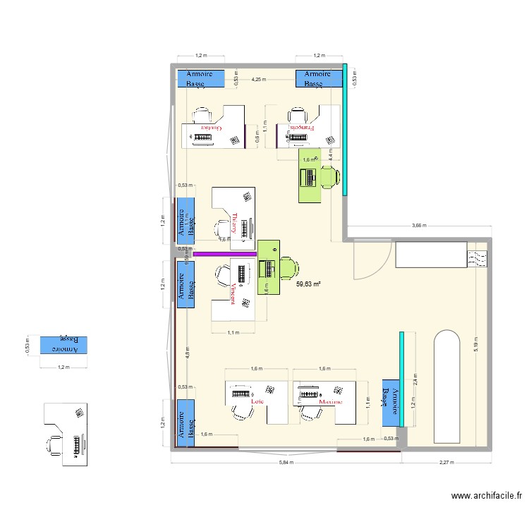 Bureau_PCL_v2. Plan de 1 pièce et 60 m2