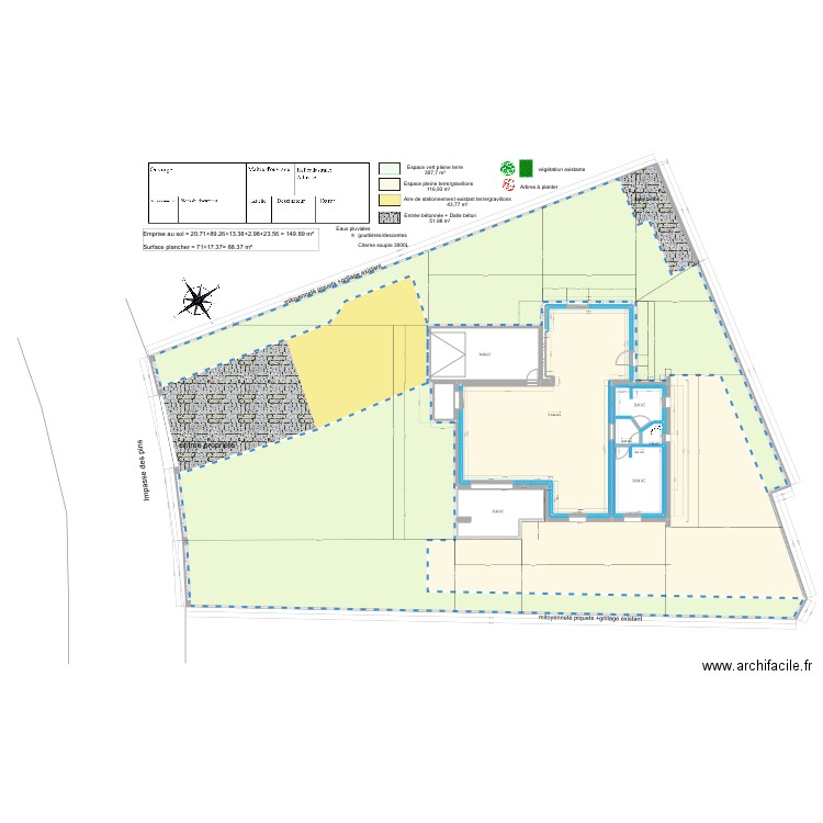 plan de masse projeté Rev1 pour amenagement. Plan de 11 pièces et 817 m2