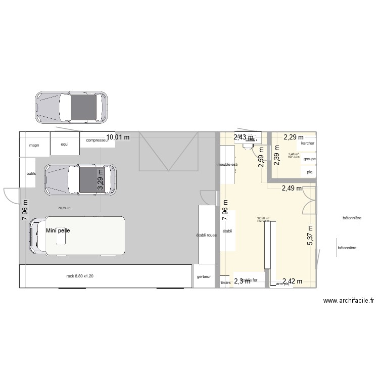 depot 3. Plan de 3 pièces et 118 m2