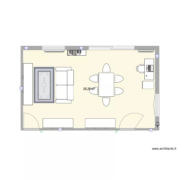 salon. Plan de 1 pièce et 28 m²