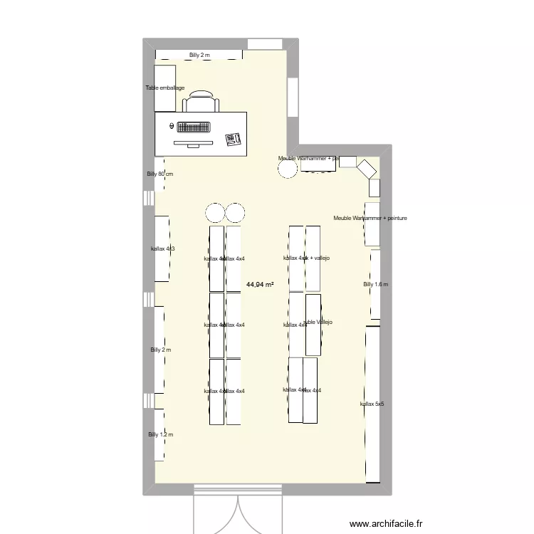 projet 2 boutique. Plan de 1  et 45 m²