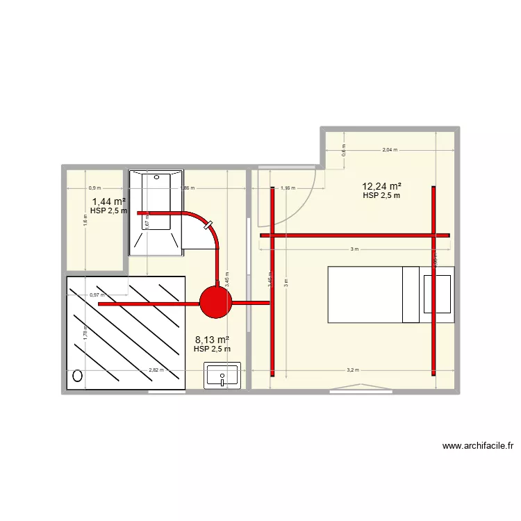 RAPHAEL 17 H. Plan de 3  et 22 m²