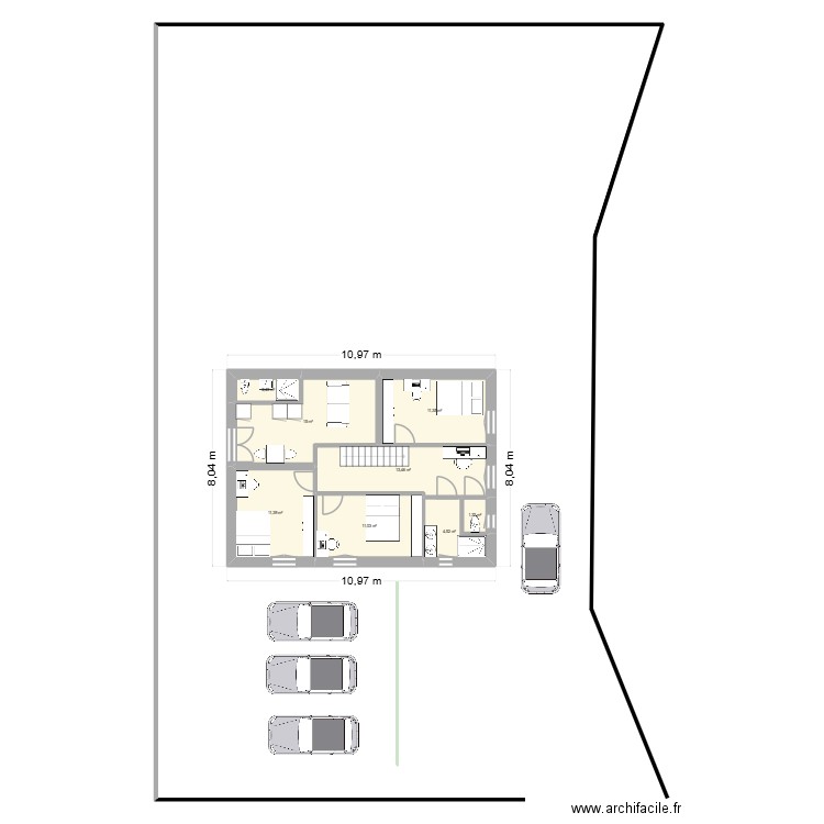 18-11 inversé studio à gauche. Plan de 15 pièces et 143 m2