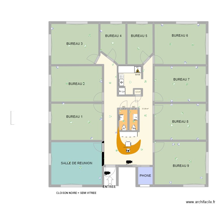 PLAN LA VALETTE VIDE. Plan de 15 pièces et 199 m2