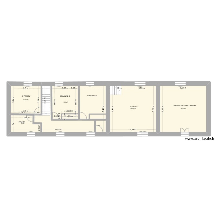 Cruguel Etage v02. Plan de 5 pièces et 127 m2