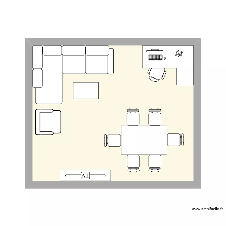 le salon. Plan de 1  et 27 m²