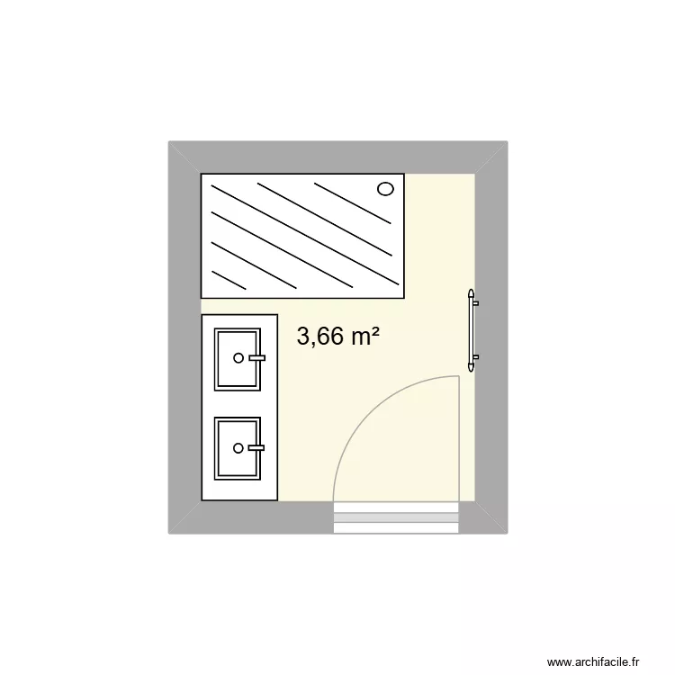 SDB. Plan de 1  et 4 m²
